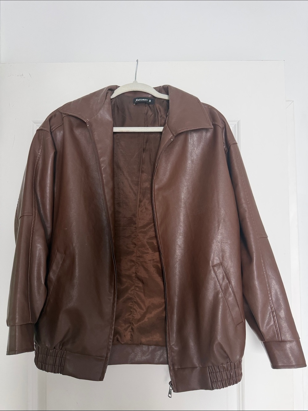 Brown oversized faux jacket XS